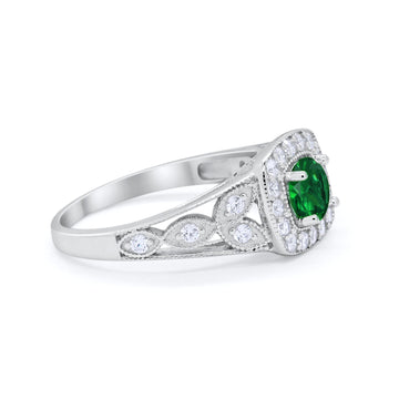 Bezel Solitaire Fashion Ring Simulated Green Emerald CZ 925 Sterling Silver